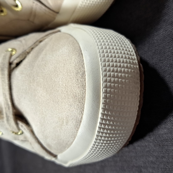 Superga Mono Tan Faux Suede Faux Fur Lined High Top Lace Up Sneakers VG US 5 - Picture 4 of 16